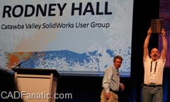 Rodney Hall shyly accepts the SWUGN Lifetime Achievement Award at SolidWorks World 2010 - definitely well-deserved!
