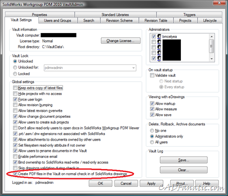 Workgroup PDM Options